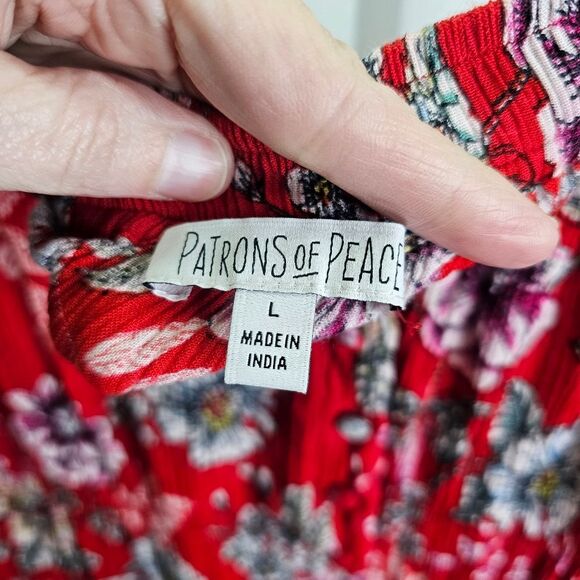 Patrons of Peace Red Floral Charlotte Maxi Skirt Size Large - Picture 6 of 10